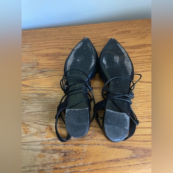 Saint Laurent Black Suede Pointed Gladiator Flats Size 38.5 - Picture 4 of 7